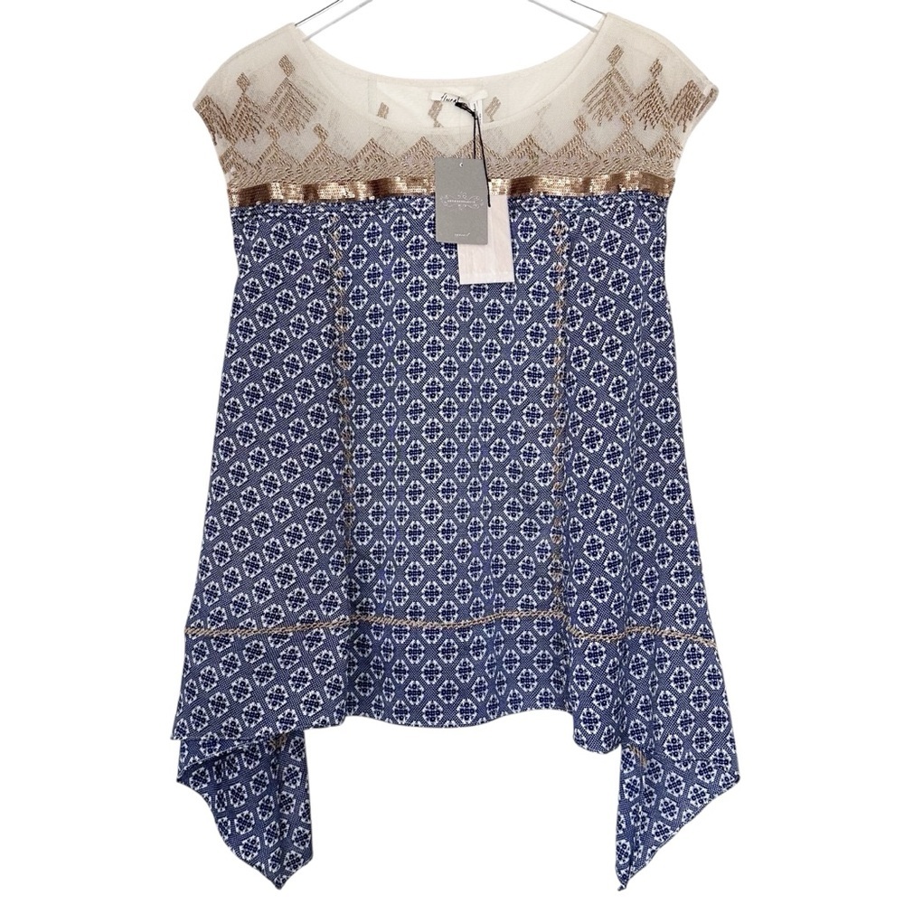 NWT Floreat Gold Stream Embroidered Sequined Top Size M - Picture 2 of 13